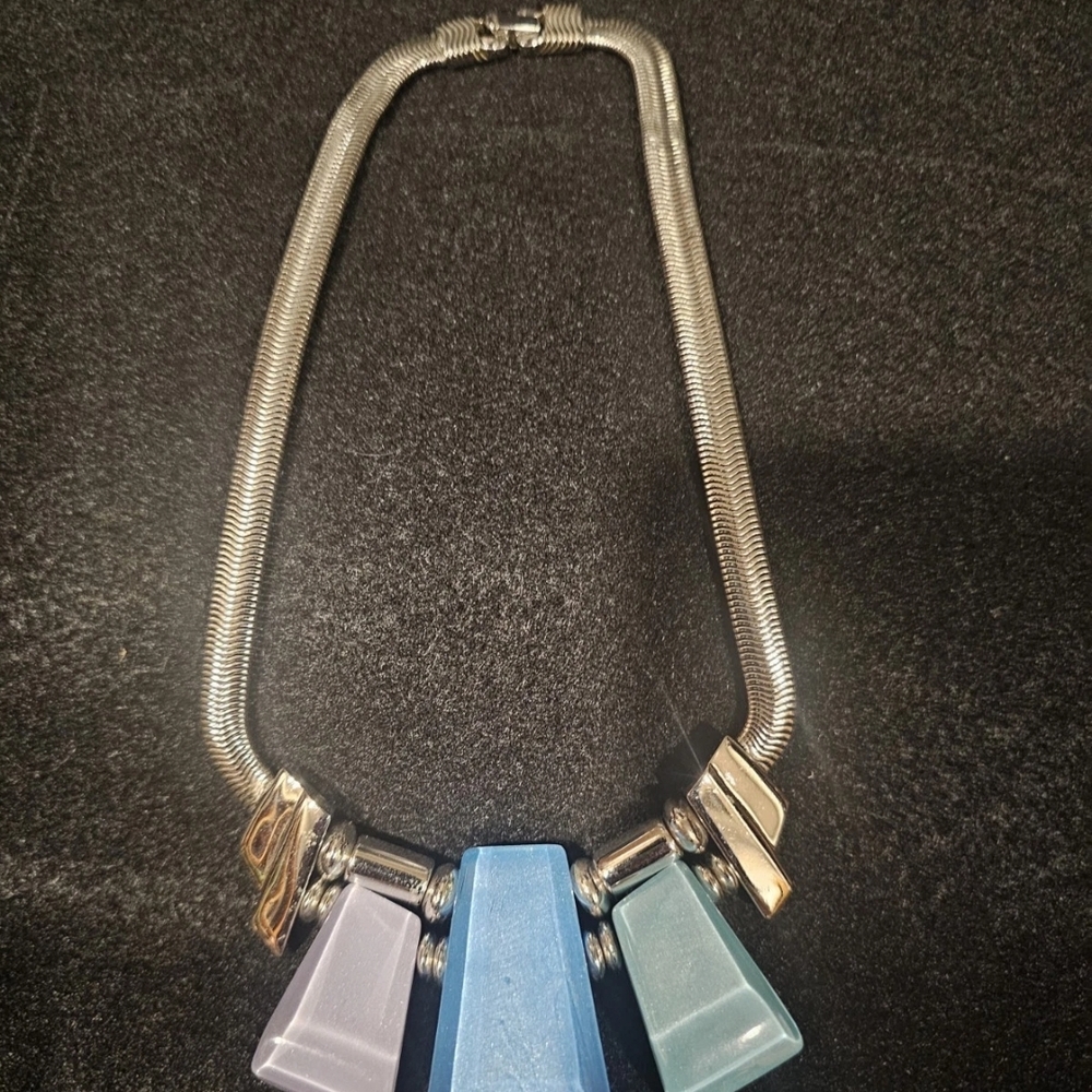 RARE !KUNIO MATSUMOTO TRIFARI Signed Modernist Silver Toned Necklace